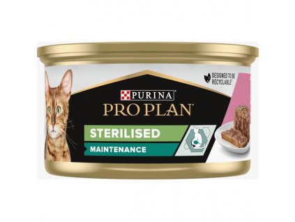 Pro Plan Cat konzerva Sterilised tuňák, losos v paštice 85 g