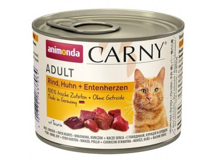 Animonda Carny cat konzerva hovězí, kuře & kachní srdce 200 g