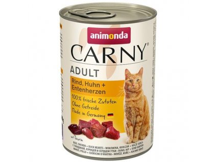 Animonda Carny cat konzerva hovězí, kuře & kachní srdce 400 g