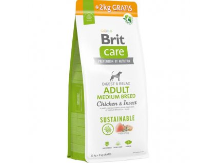 Brit Care Dog Sustainable Adult Medium Breed Chicken & Insect 12 + 2 kg