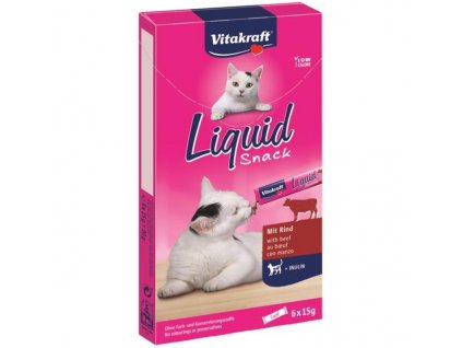Vitakraft snack cat Liguid hovězí & inulin 6 x 15 g