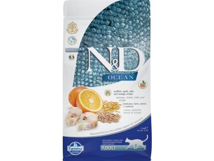 N&D Ocean feline Cod, Spelt, Oats & Orange Adult 1,5 kg