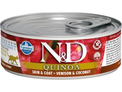 N&D Quinoa feline Skin & Coat Venison 80 g