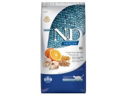 N&D Ocean feline Cod, Spelt, Oats & Orange Adult 10 kg