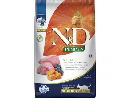 N&D Pumpkin feline Neutered, Lamb, Pumpkin and Blueberry Adult 5 kg