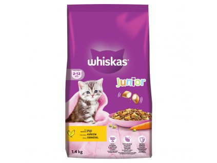 Whiskas dry Junior s kuřesím masem a játry 1,4 kg