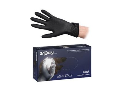 Rukavice ochr.GRIPZZLY nitril L/50ks bez pudru černé