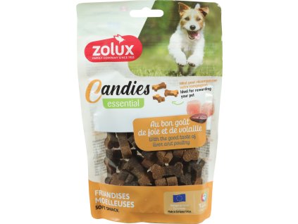 Pochoutka pes CANDIES kostičky drůbež,játra 150g Zolux