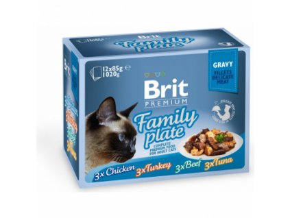brit premium cat d fillets in gravy family plate 1020g