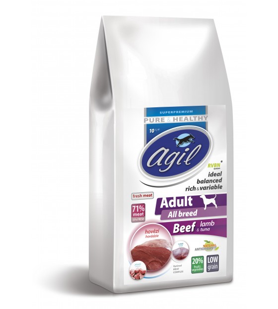 Agil - Adult All Breed Low Grain - Beef, Lamb, Tuna - 10kg