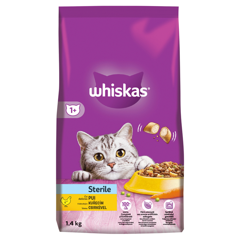 Whiskas Dry - Sterile s kuřecím masem - 1,4kg