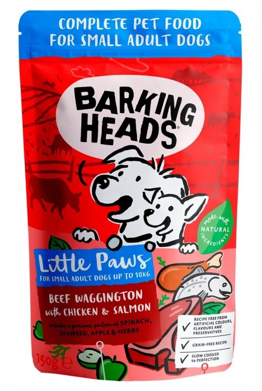 BARKING HEADS - Litt.Paws Beef+Chick+Salm kapsička -150g