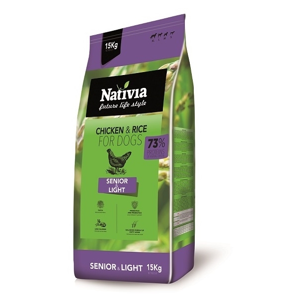 Nativia Dog - Senior&Light - Chicken&Rice - 15 kg