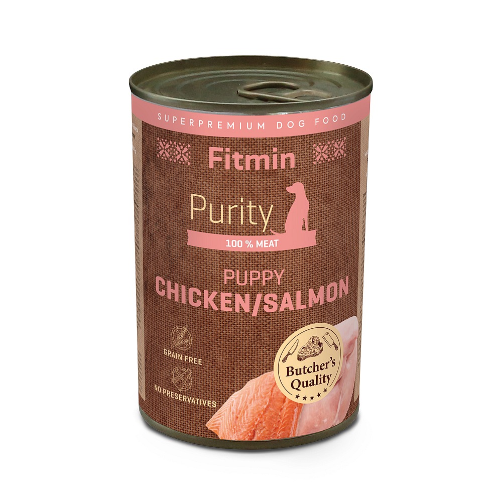 Fitmin dog Purity tin - PUPPY chicken with salmon - 400 g