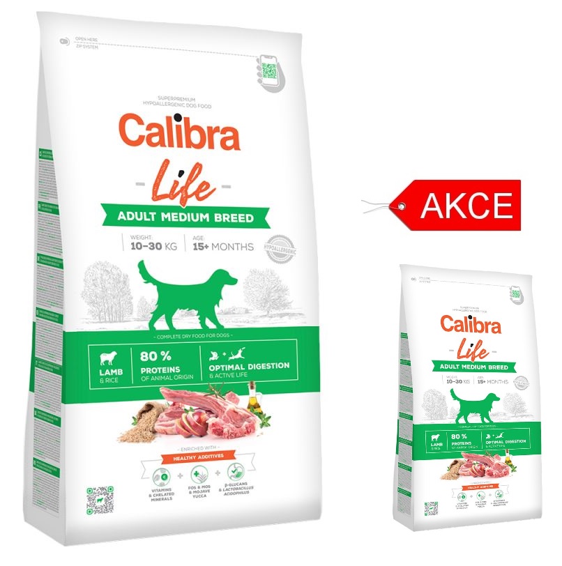 Calibra Dog - Life Adult Medium Breed Lamb - 12 kg - AKCE velké + malé balení