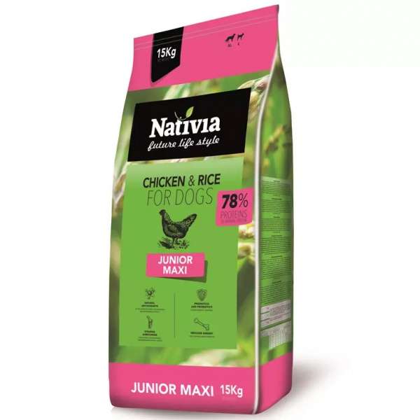 Nativia dog - Junior maxi - Chicken&Rice 15 kg