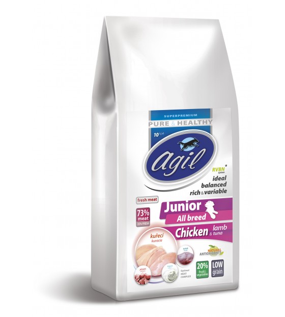 Agil - Junior All Breed Low Grain - Chicken,Lamb,Tuna - 10kg