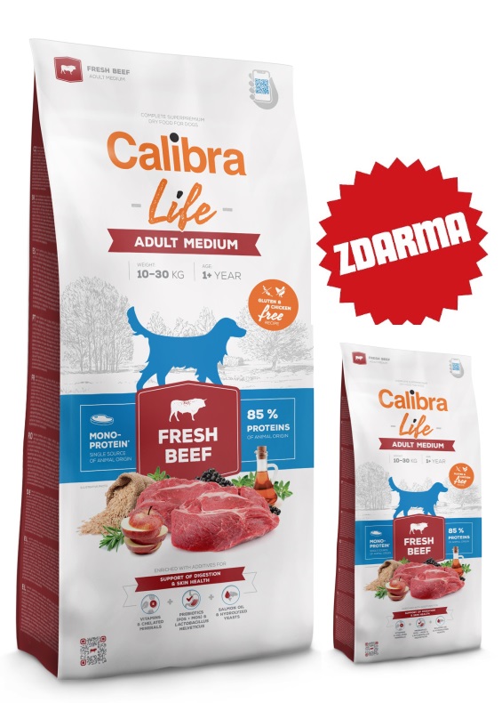 Calibra Dog - Life Adult Medium Fresh Beef - 12 kg - AKCE velké + malé balení