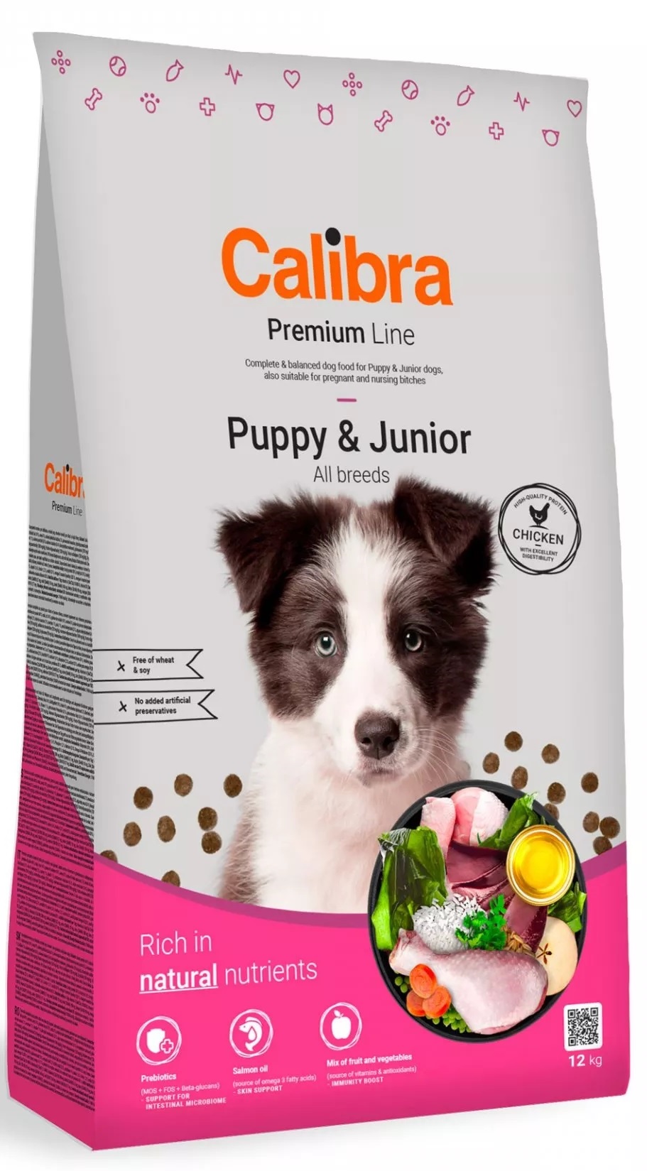 Calibra Dog - Premium Line Puppy&Junior - 12 kg + 3 kg ZDARMA