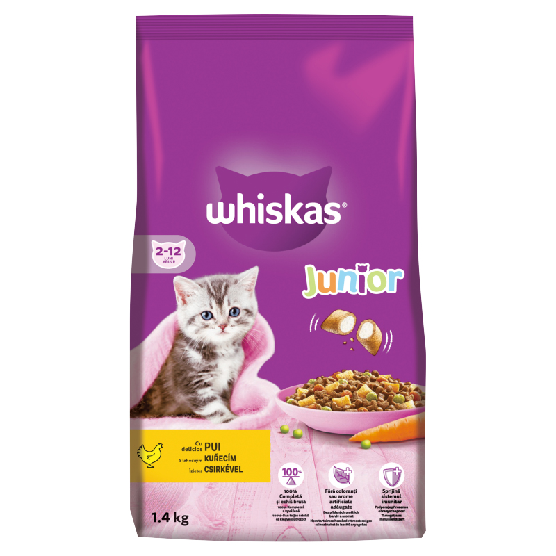 Whiskas Dry - Junior s kuřecím masem - 1,4kg