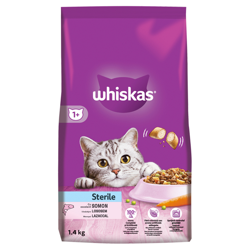 Whiskas Dry - Sterile s lososem - 1,4kg