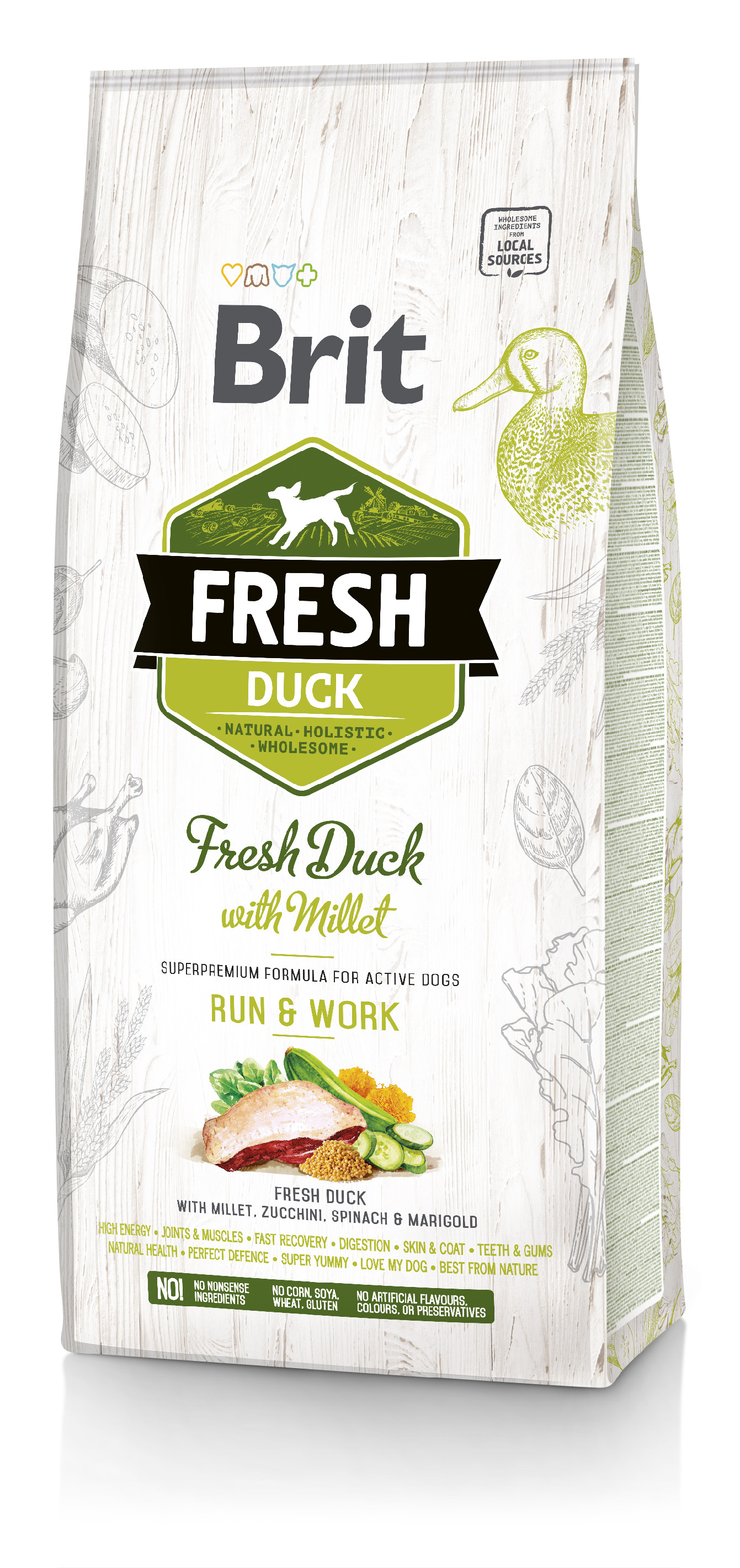 Brit Fresh Dog - Duck & Millet Active Run & Work - 12kg
