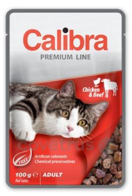 Calibra Cat - kapsička Premium Adult, Sterilised a Kitten - různé druhy - 100g Složení: Chicken & Beef