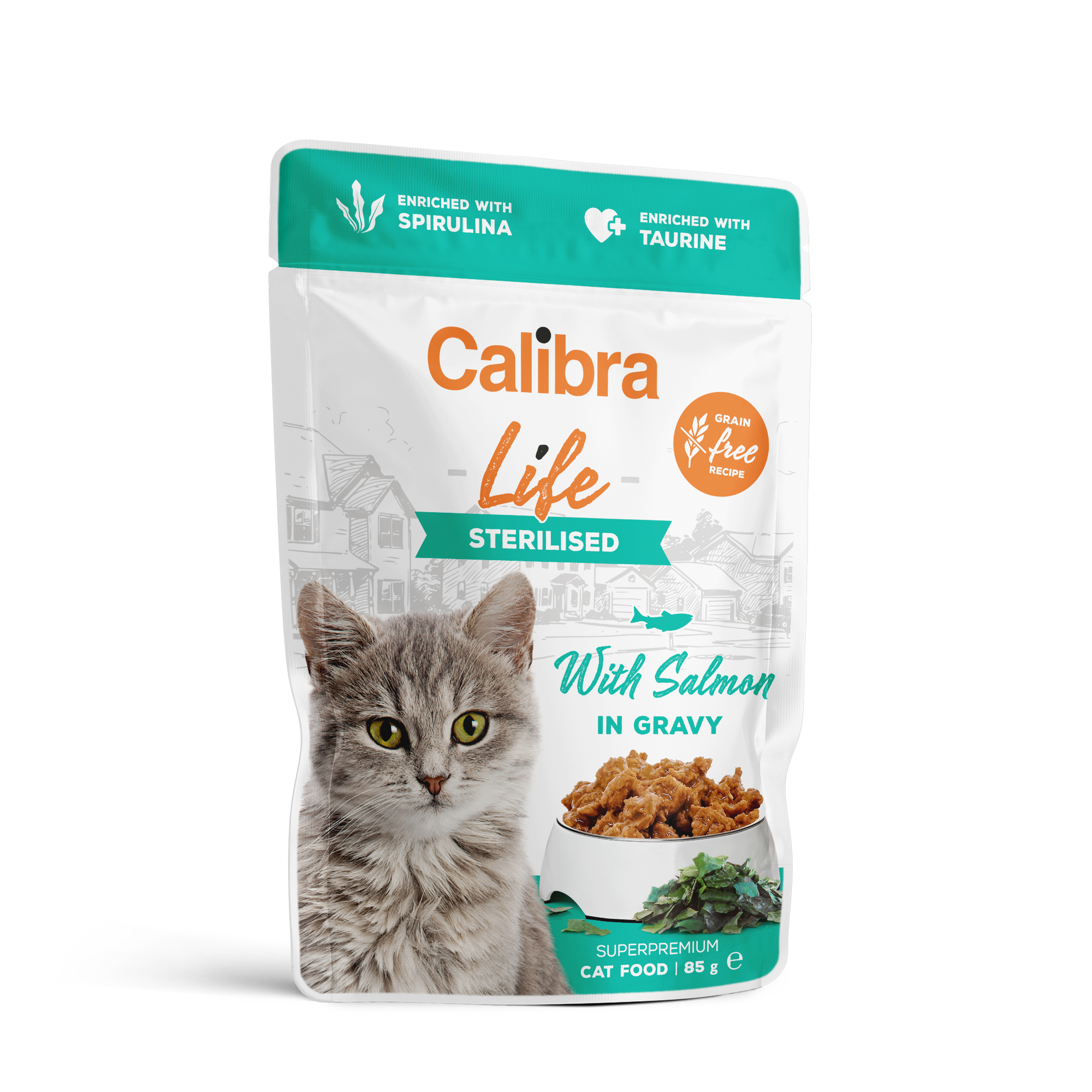 Calibra Cat Life - kapsička - různé druhy - 85 g obsah: Sterilised Salmon in gravy
