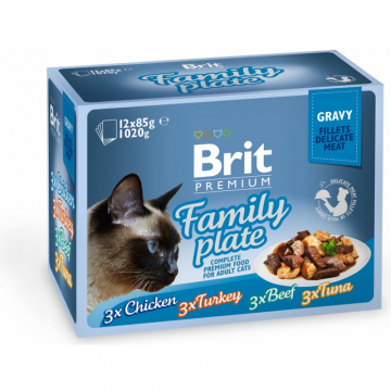 Brit Premium Cat - D Fillets in Gravy Family Plate - 12x85g