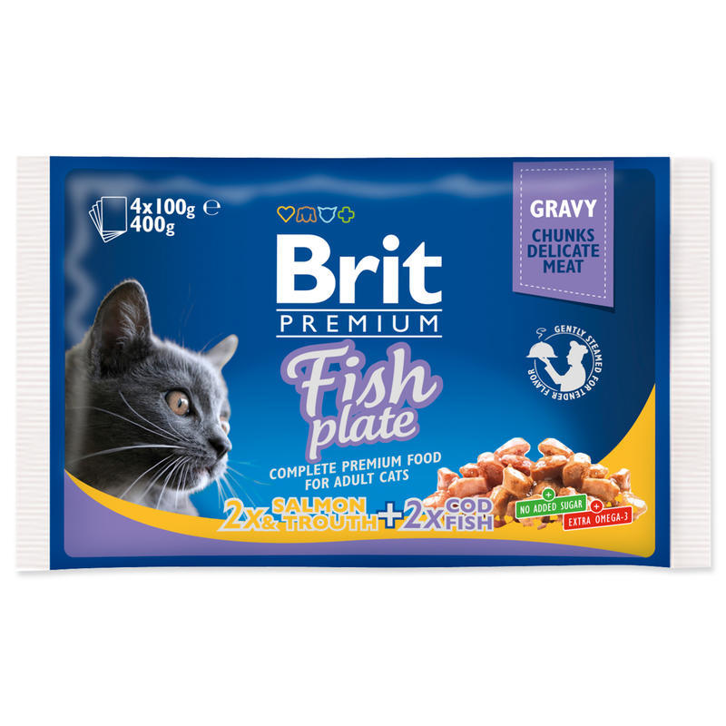 Brit Premium Cat - kapsa Fish Plate - 4x100g