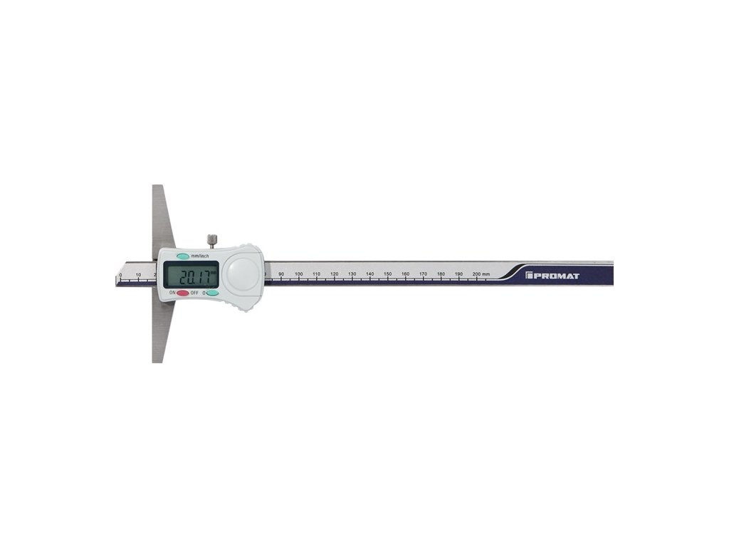 Hĺbkomer DIN 862 200 mm digitálny (Farba 200 mm, Veľkosť DIN 862 200 mm Priama meracia lišta DIN 862 200 mm Priama meracia lišta)