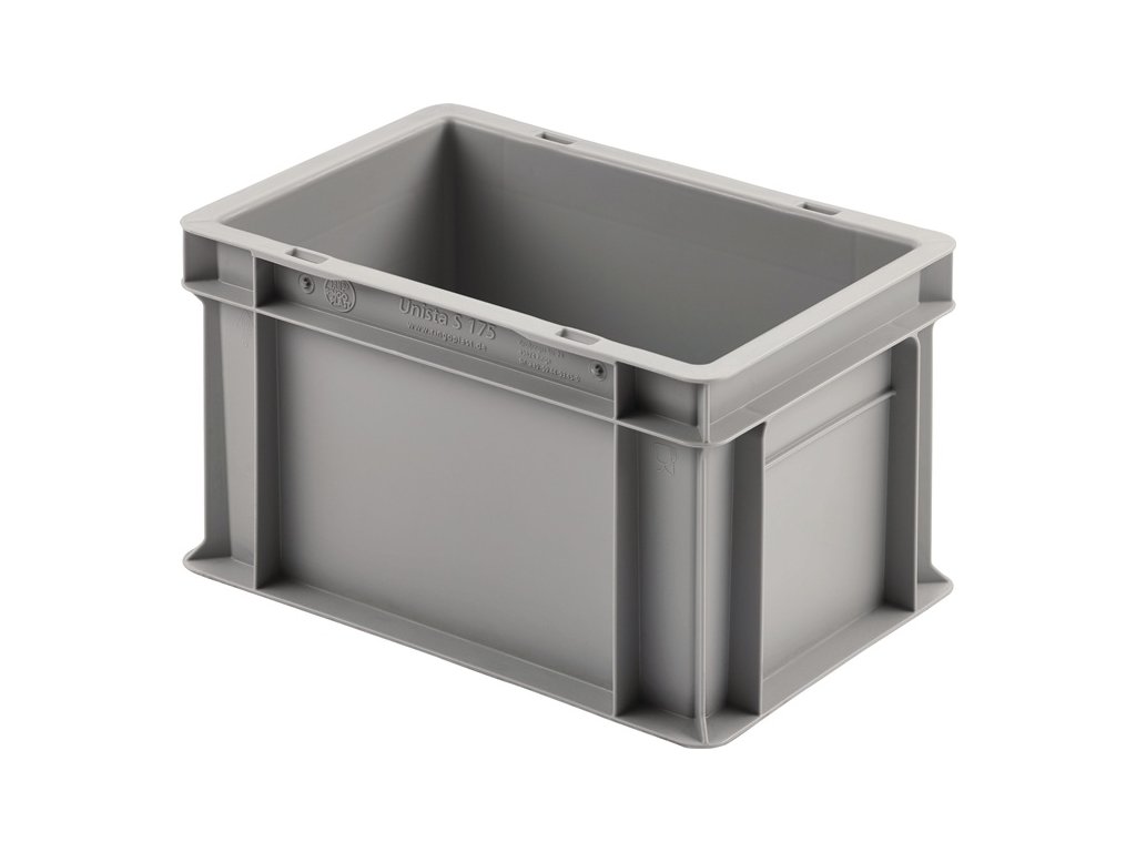 Prepravné stohovacie boxy/kontajnery (Farba D300xŠ200xV175mm bez veka, Veľkosť svetlosivá PP lišta na rukoväte Uzavreté bočné panely)