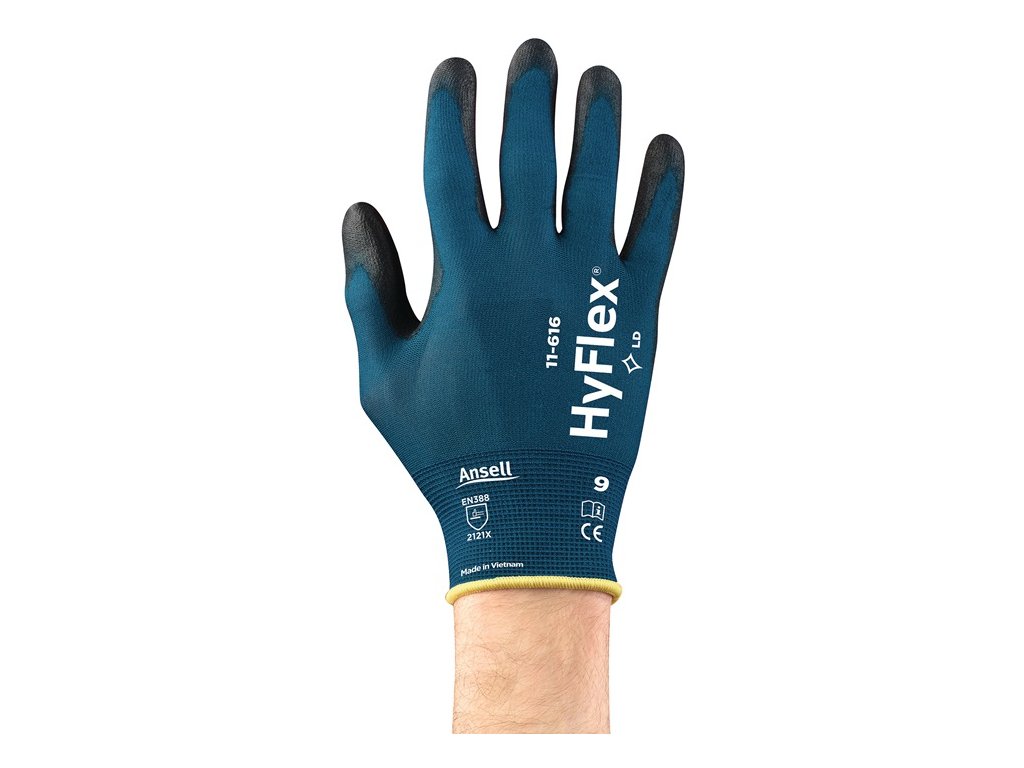 Rukavice HyFlex® 11-616 EN 388:2016 kategória PPE II 12 párov ANSELL (Farba Veľkosť 10 zelená modrá/čierna, Veľkosť EN 388:2016 Osobné ochranné prostriedky kategórie II  12 párov)