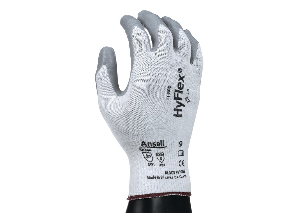 Rukavice HyFlex 11-800 EN 388 kategória PPE II ANSELL (Farba Veľkosť 10 biela/sivá, Veľkosť EN 388 kategória OOP II)