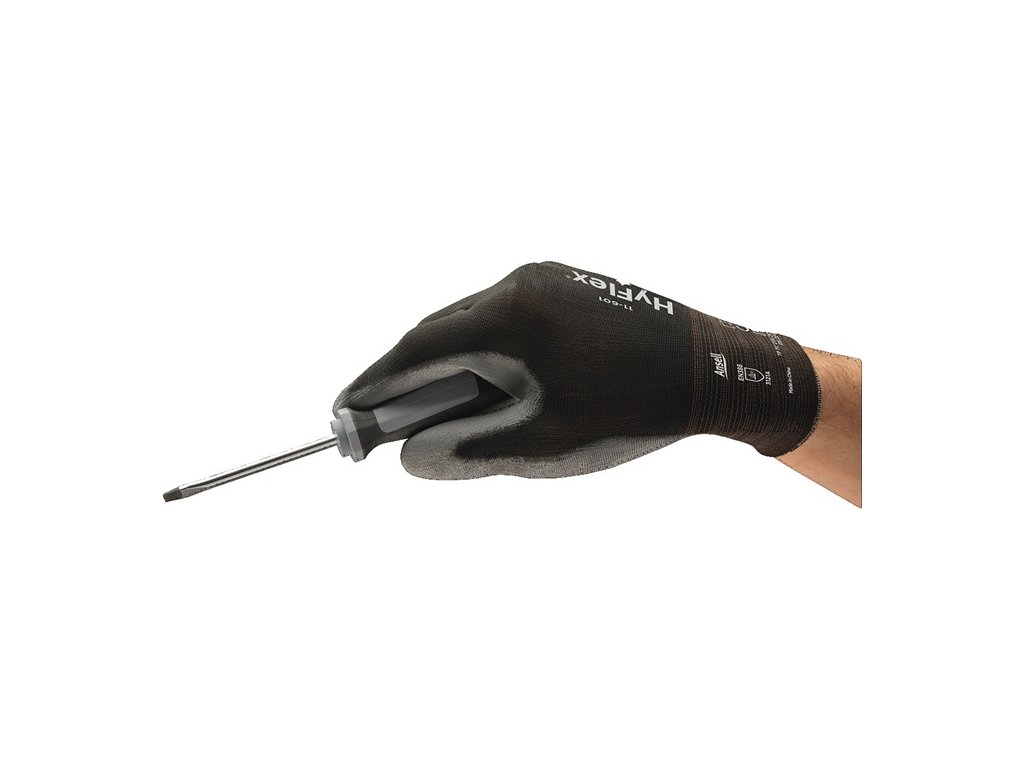 Rukavice HyFlex 11-601 EN 388 kategória PPE II ANSELL (Farba Veľkosť 10 čierna/sivá, Veľkosť EN 388 kategória OOP II)