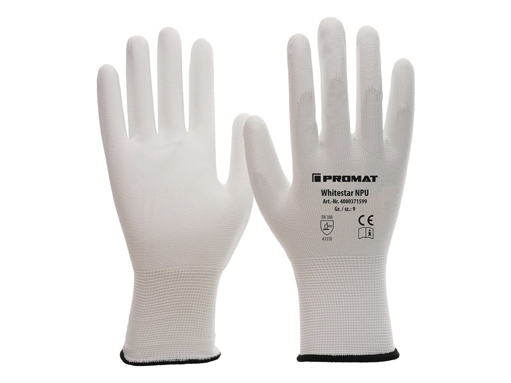 Rukavice Whitestar NPU EN 388 PPE kategória II PROMAT (Farba Veľkosť 11 (XXXL) biela, Veľkosť EN 388 kategória OOP II)