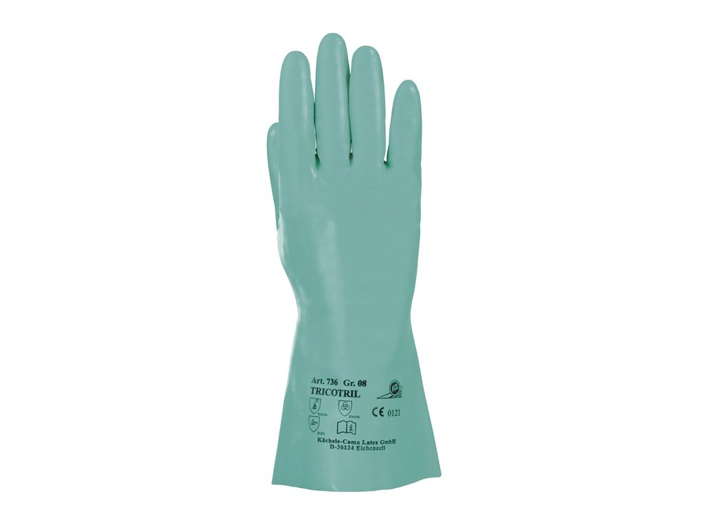 Chemické rukavice Tricotril 736 kategória PPE III HONEYWELL (Farba Veľkosť 10 zelená, Veľkosť EN 388, EN 374 Kategória OOP III)