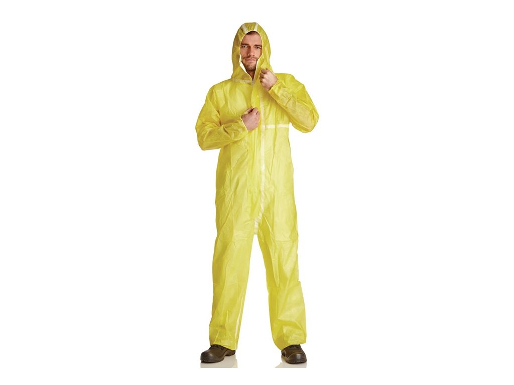 Chemický ochranný overal ProSafe® 4 žltý PPE kategórie III DS SafetyWear (Farba Veľkosť XXXL, Veľkosť žltá Kategória OOP III)