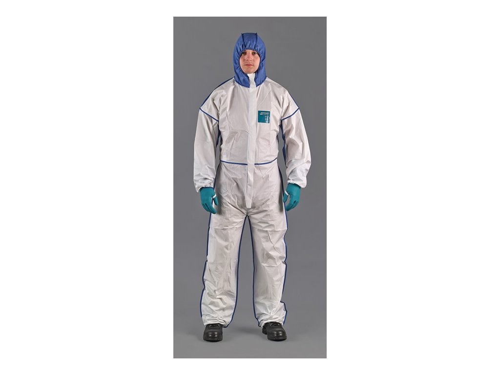Ochranná kombinéza AlphaTec® 1800 Comfort biela/modrá PPE kategórie III ANSELL (Farba Veľkosť XXXL, Veľkosť biela/modrá Kategória OOP III)