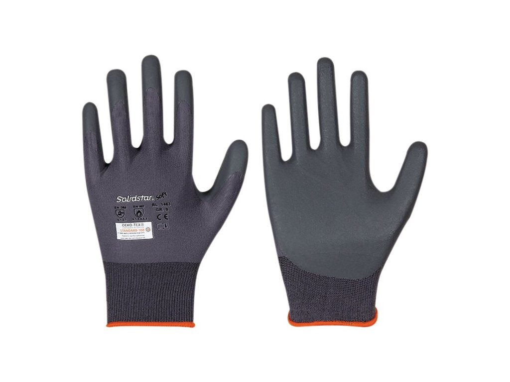 Rukavice Solidstar Soft 1463 EN 388 PPE kategória II LEIPOLD (Farba Veľkosť 10 sivá, Veľkosť EN 388 kategória OOP II  12)