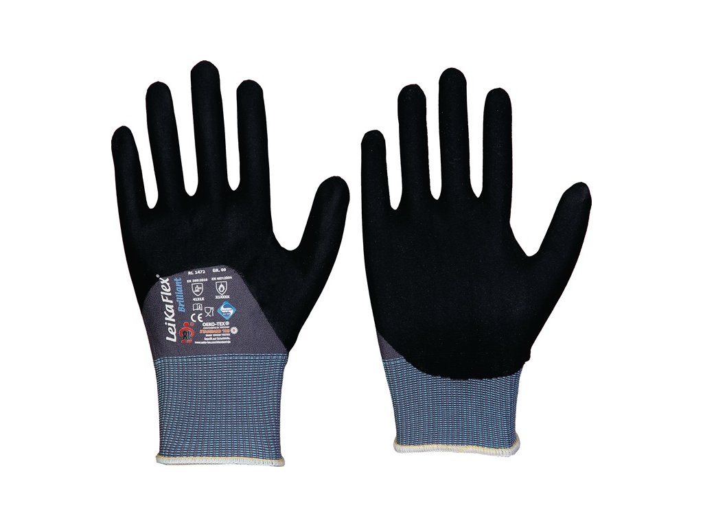 Rukavice LeikaFlex® Brilliant kategória PPE II 12 párov LEIPOLD (Farba Veľkosť 11 sivá/čierna, Veľkosť Osobné ochranné prostriedky kategórie II  12 párov)
