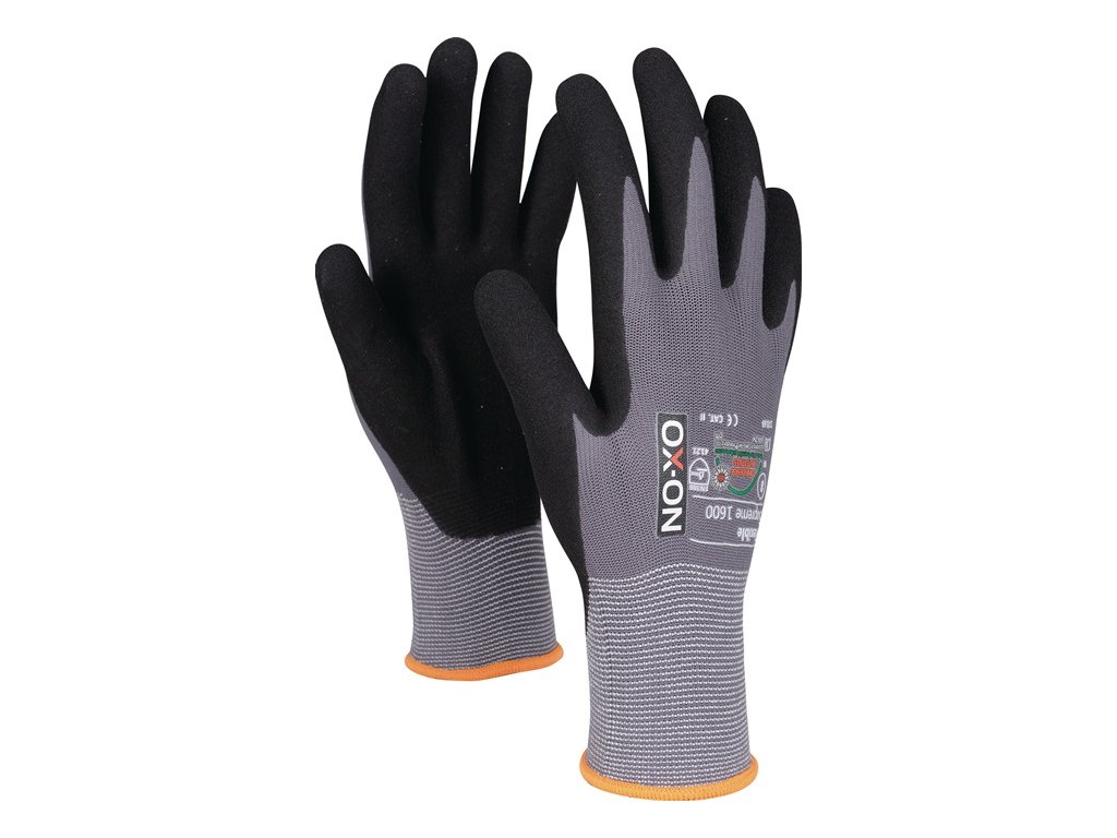 Rukavice Flexible Supreme 1600 EN 388 EN420+A1 EN407 PPE kategória II OX-ON (Farba Veľkosť 11 čierna/svetlosivá, Veľkosť EN388 EN420+A1 EN407 kategória OOP II)