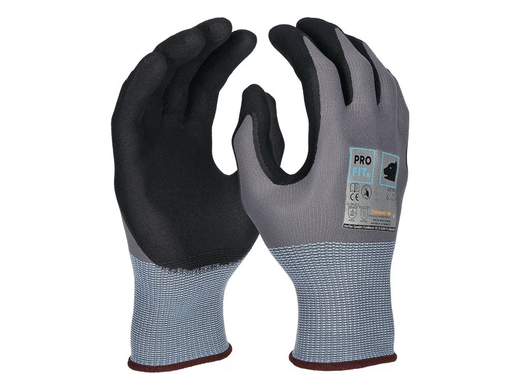 Rukavice EXTRA EN 388, EN 407 PPE kategória II PRO FIT (Farba Veľkosť 10 sivá / čierna, Veľkosť EN 388, EN 407 kategória OOP II)