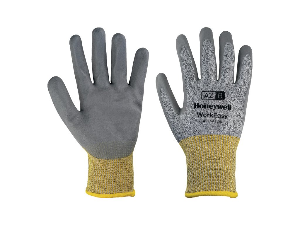 Rukavice proti porezaniu Workeasy 13G GY PU A2/B EN 388 PPE kategória II HONEYWELL (Farba Veľkosť 10 sivá/žltá, Veľkosť EN 388 kategória OOP II)