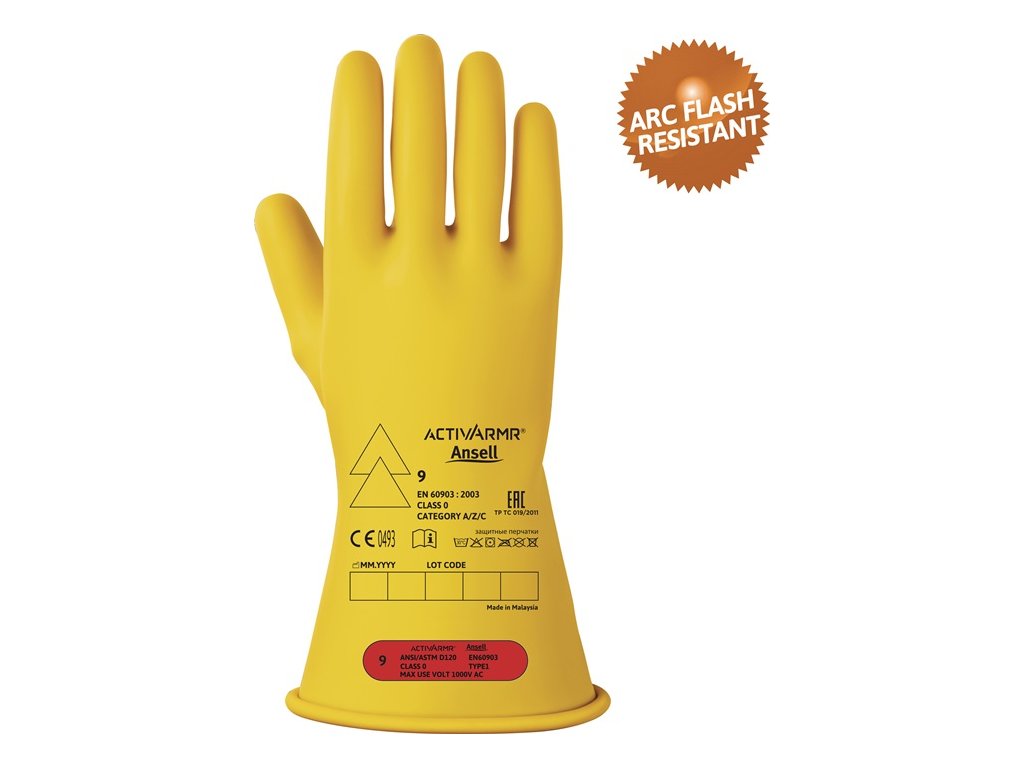 Elektrikárske ochranné rukavice ActivArmr® RIG011Y EN 60903:2003 PPE kategórie III ANSELL (Farba Veľkosť 11 žltá, Veľkosť EN 60903:2003 OOP kategórie III)