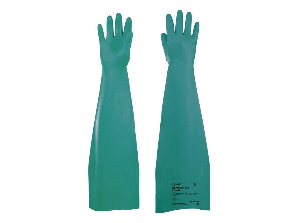 Chemické rukavice Camatril 733 EN 388 EN 374 kategória OOP III HONEYWELL (Farba Veľkosť 10 zelená, Veľkosť EN 388 EN 374 Kategória OOP III)