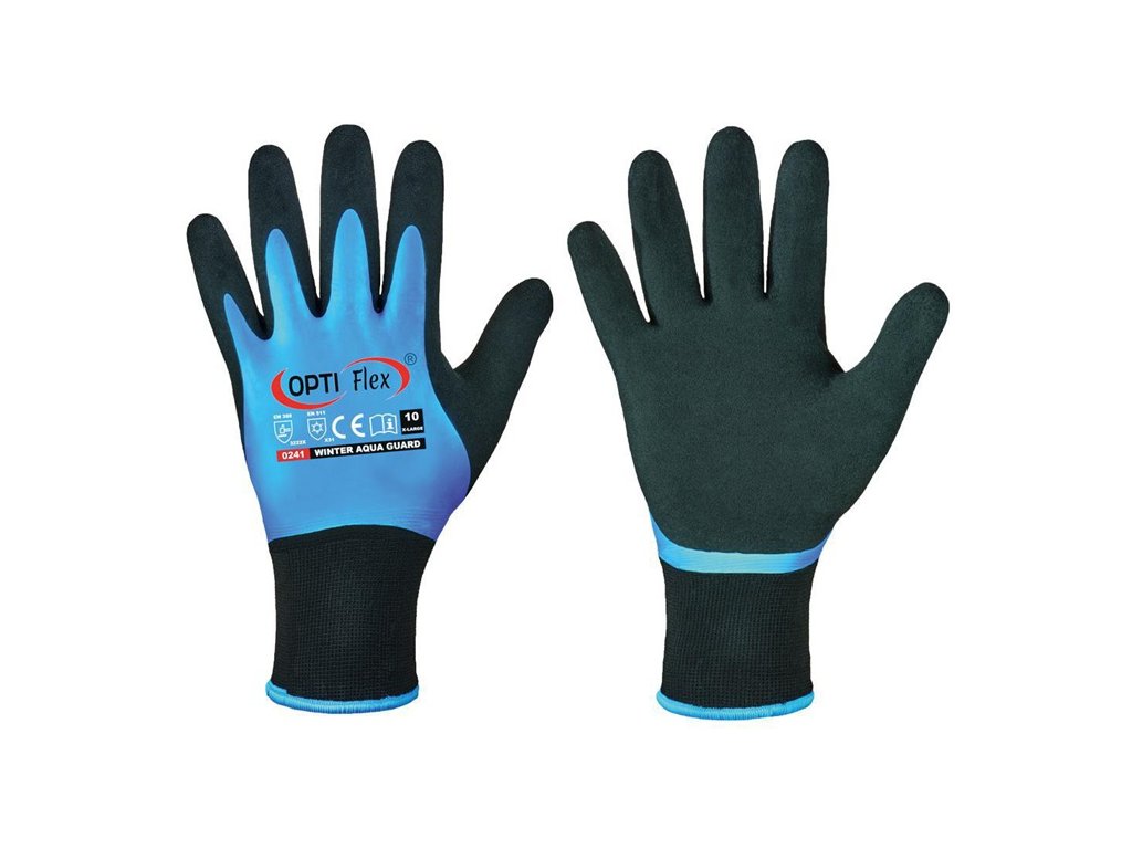 Rukavice zimné Aqua Guard EN 388, EN 511 PPE kategória II OPTIFLEX (Farba Veľkosť 11 čierna/modrá, Veľkosť EN 388, EN 511 kategória OOP II)