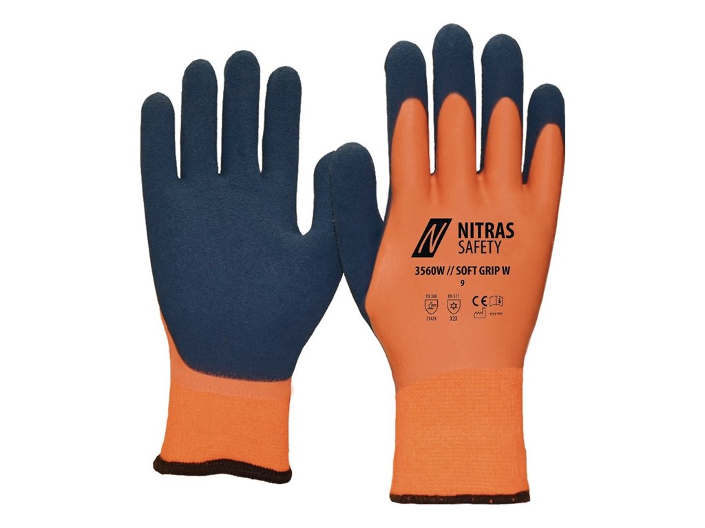 Rukavice na ochranu proti chladu SOFT GRIP W EN 388, EN 511 Kategória PPE II NITRAS (Farba Veľkosť 9 oranžová/tmavomodrá, Veľkosť EN 388, EN 511 kategória OOP II)