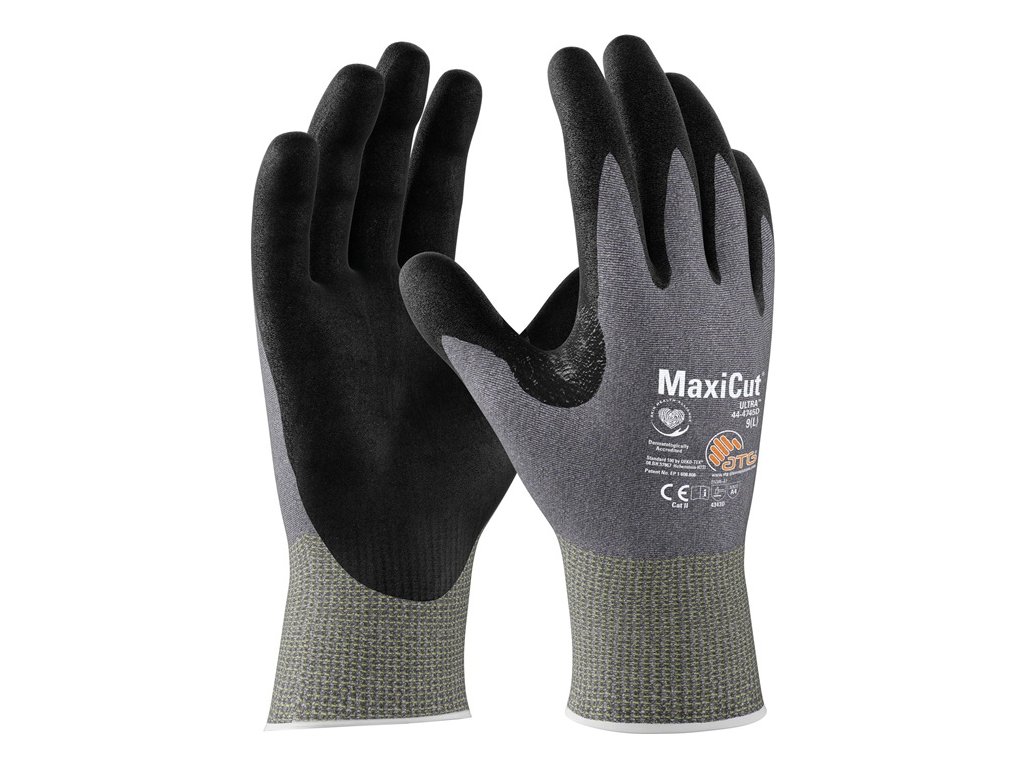 Rukavice na ochranu proti porezaniu MaxiCut® Ultra™ 44-4745D EN 388 PPE kategórie II ATG (Farba Veľkosť 9 svetlosivá/čierna, Veľkosť EN 388 Osobné ochranné prostriedky kategórie II)