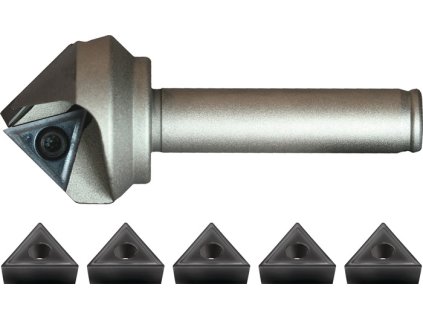 Súprava fréz na skosenie TCGX Menovitý Ø 25 mm Stopka Ø 12 mm 6-dielna sada (Farba Menovitý Ø 25 mm Stopka Ø 12 mm 6-dielna, Veľkosť poniklované s 5x vložkami TCGX 163504 PMK40)